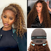 Flash Sale Invisi-Strap Snug Fit 360 HD Transparent Lace Water Wave Wig P4/27 Highlight Ombre Color Pre Plucked Hair