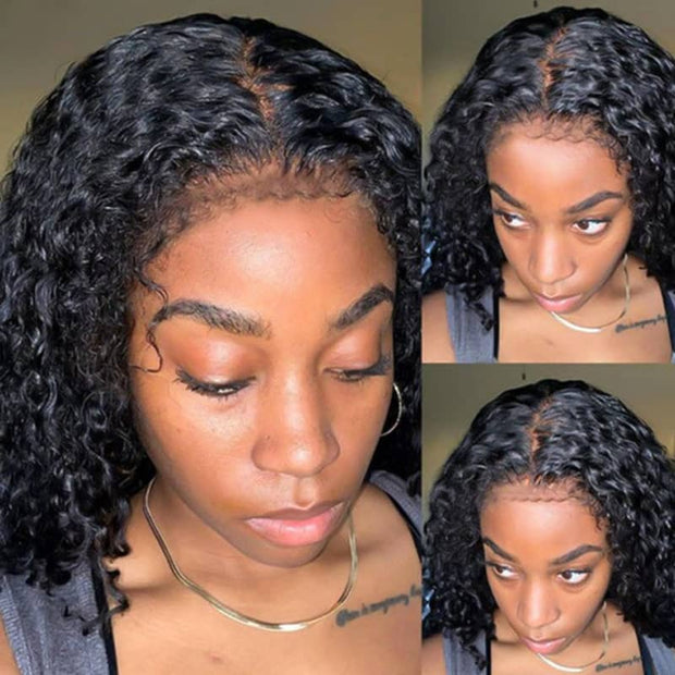 Ventilated Natural 4C Edges Water Wave 13X4/13x6 Transparent HD Lace Front Wig With Realistic Hairline