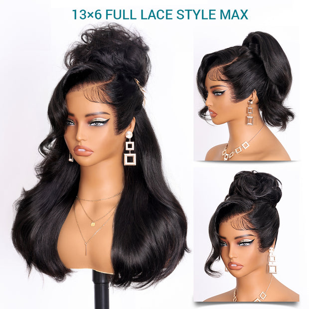 Peacock Curls Pull Go 13x6 Full Glueless Lace Front Wig Pre-Styled Heavy Layers Cut Human Hair