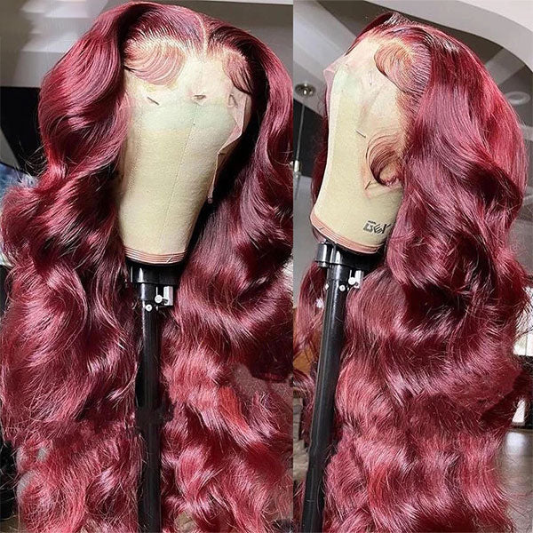 13x4 Body Wave 99J Burgundy Lace Wig 30Inches 250% Density
