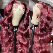Flash Sale Body Wave 99J Burgundy Curly Wig 13*4 4*4 Frontal Wigs Ashimary Virgin Hair Front Wigs