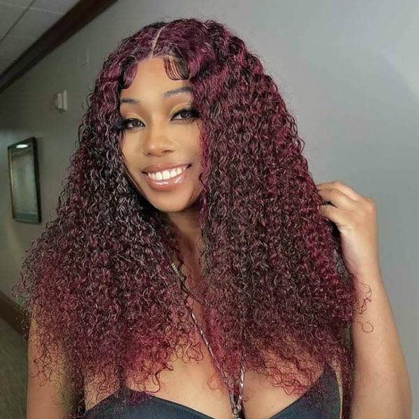 Dark-Burgundy-99J-Jerry-Curly -13*4-13*6-Frontal-Glueless-Lace-Wig-100%-Human-Hair