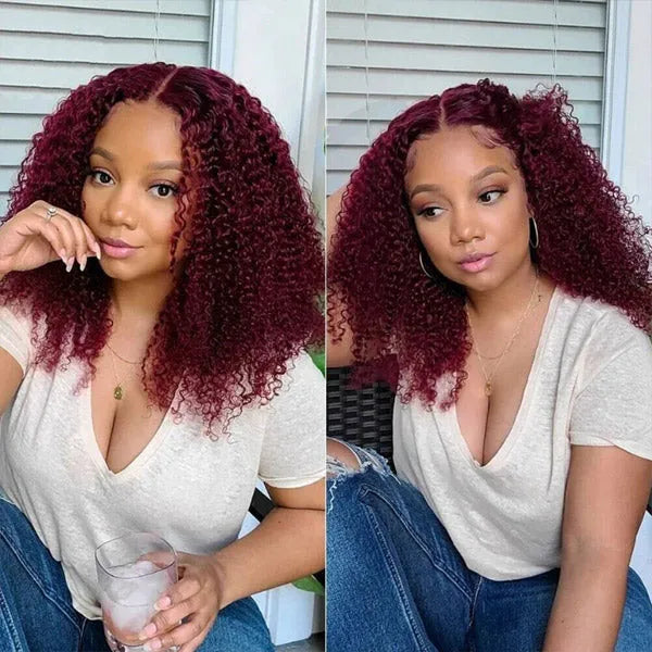 Kinky Curly Pre-Cut Lace Closure Wig with Pre Plucked Hairline & Bleached Knots