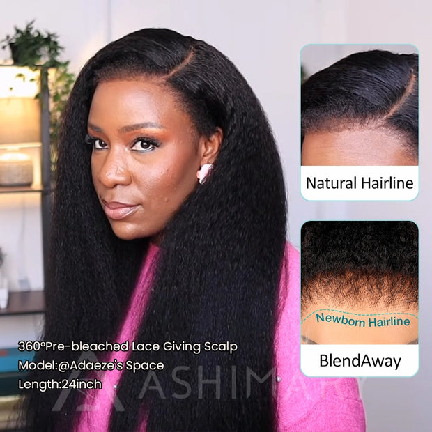 Newborn Hairline Kinky Straight Lazy 360 Wig – ashimaryhair