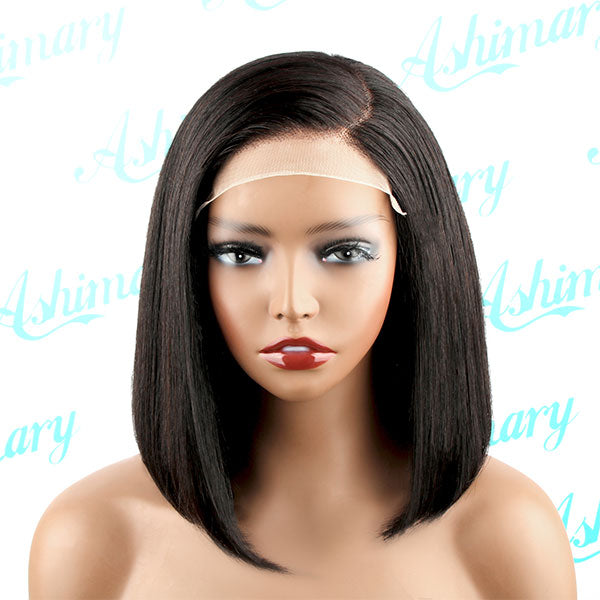 Deep Side Part Glueless HD Transparent Lace Bob Straight Wig