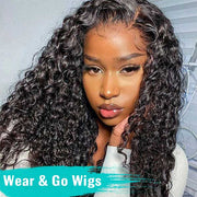 Ashimary Glueless Wig Deep Wave HD Transparent Lace Closure Wig With Pre-cut lace Wear And Go