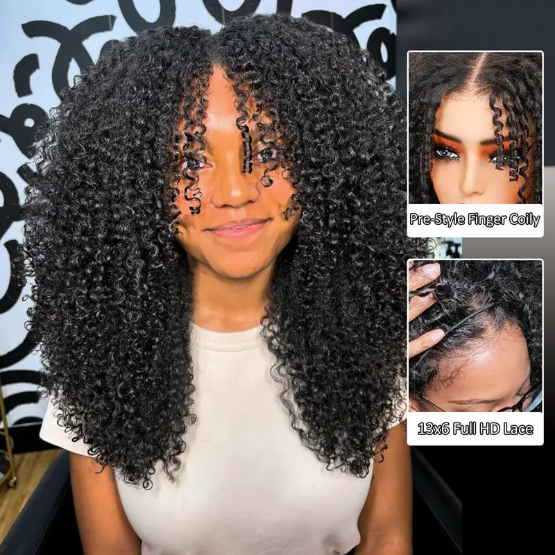 Coily Pull Go 13x6 Skin Lace Wig | Pre-Bleached Finger Coily