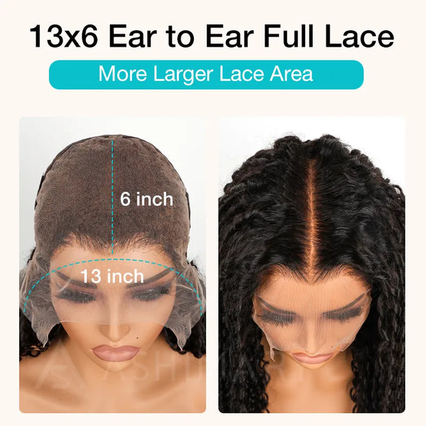 Ashimary Coily 13x6 Full Skin Lace Frontal Parting Max Pre-Bleached & Pre-Styled Finger Coils Wig Face Farming Natural Look Human Hair