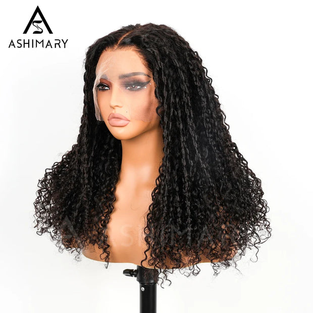 Ashimary Coily 13x6 Full Skin Lace Frontal Parting Max Pre-Bleached & Pre-Styled Finger Coils Wig Face Farming Natural Look Human Hair