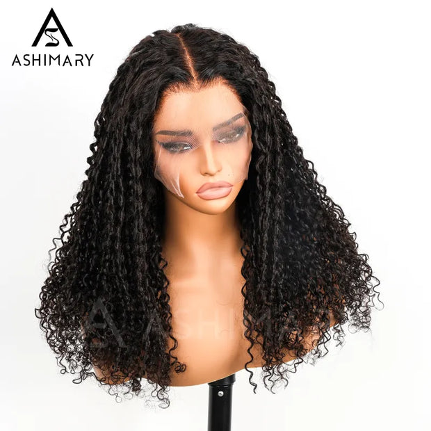 Ashimary Coily 13x6 Full Skin Lace Frontal Parting Max Pre-Bleached & Pre-Styled Finger Coils Wig Face Farming Natural Look Human Hair