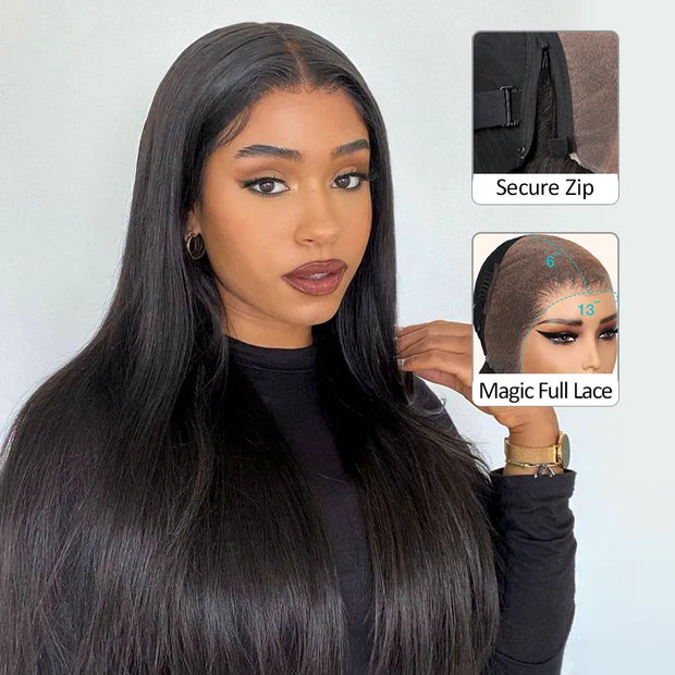 13x6 Full Magic Lace Straight PairUp Wig with Optional Replaceable Tops Pre-Cut Lace