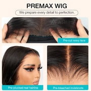 13x6 Full Transparent Lace Parting Max Yaki Straight Wig Natural Black Color Ashimary Hair