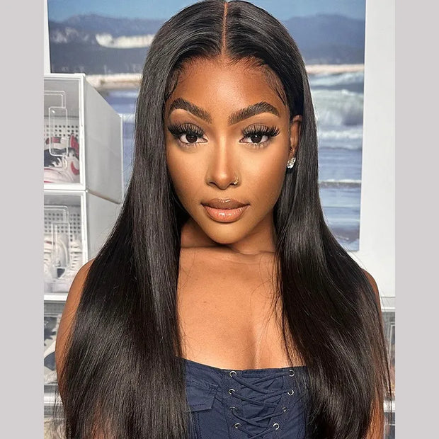 2 Wigs Set | 10x6 Lace Straight Wig with Pre-cut Lace + 13x6 Transparent Lace Yaki Straight Bob Wig with Pre-cut Lace