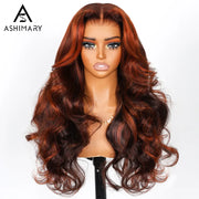 ginger highlights on brown hair 360 Invisi Strap lace frontal wig