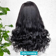 Transparent Lace Closure Bouncy Wave Wig  After Combing
