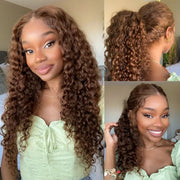 Extra 70% OFF| Chocolate Brown Water Wave Invisi-Strap Snug Fit 360 Skin Lace Wig Pre-Cut Lace  & Pre-Bleached Knots Cozy Glueless Wig Ashimary Human Hair