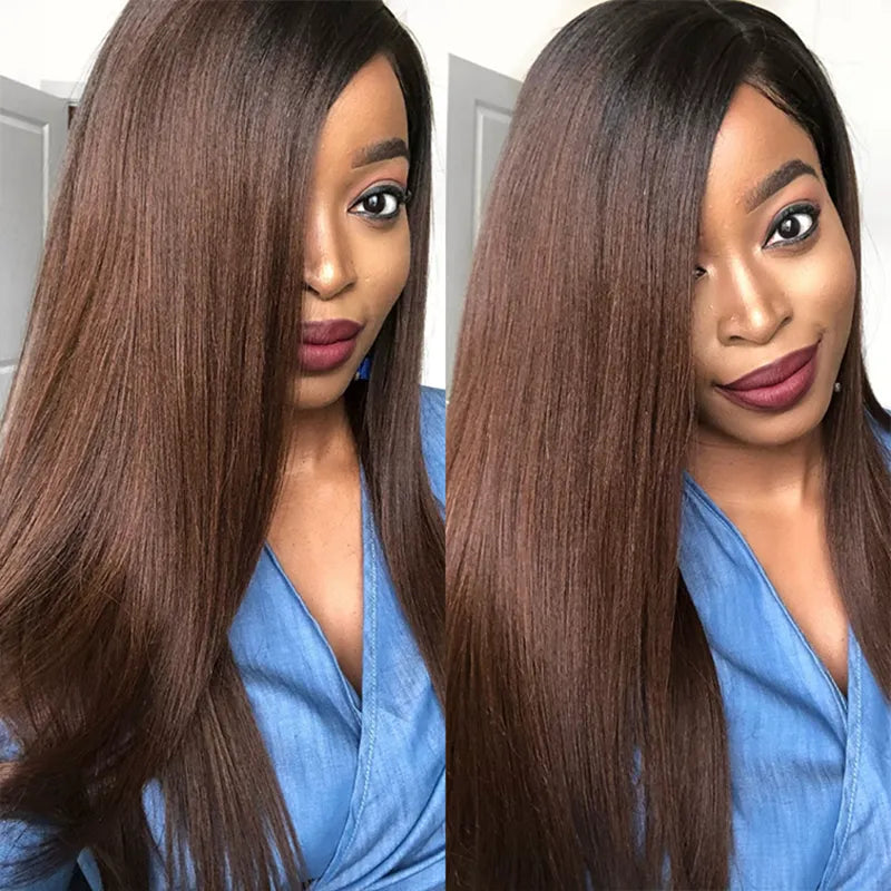 Yaki Straight Pull Go 13x6 Full Wig Transparent Lace Frontal Black