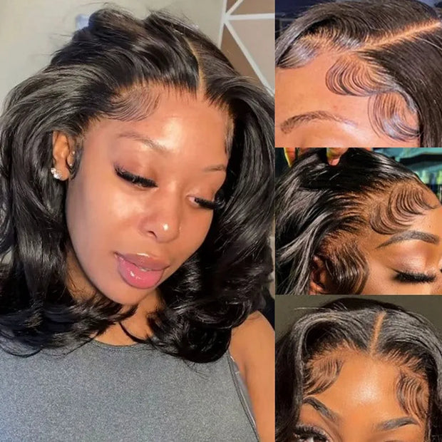 Face Framing Layers Cut Shoulder Length 4x4 Lace Frontal Wig Salon Hairstyles Body Wave Human Hair