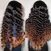 Black Brown Honey Blonde Ombre 360 Skin Lace Frontal with Invisi Strap