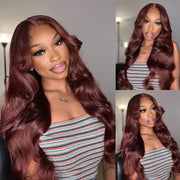 Flash Sale Reddish Brown 13x4 lace Frontal Body Wave Human Hair Pre Plucked Wig