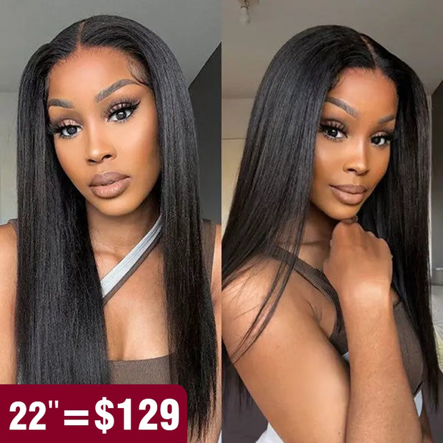 Flash Sale Yaki Straight Wig 13x4 Lace Front Wigs Pre Cut Lace Human Hair Wig
