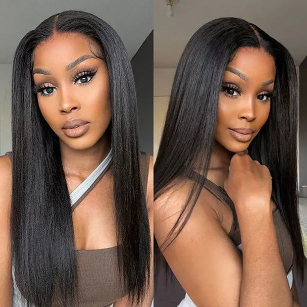 Flash Sale Yaki Straight Wig 13x4 Lace Front Wigs Pre Cut Lace Human Hair Wig