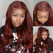 Flash Sale Reddish Brown 5x5 lace Closure Body Wave Human Hair Pre Plucked Wig