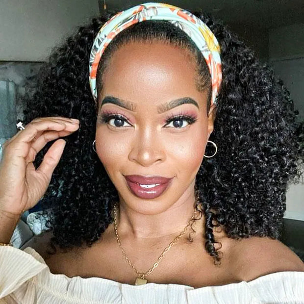 Flash Sale Ashimary Curly Virgin Hair Glueless Headband Wig Natural Color