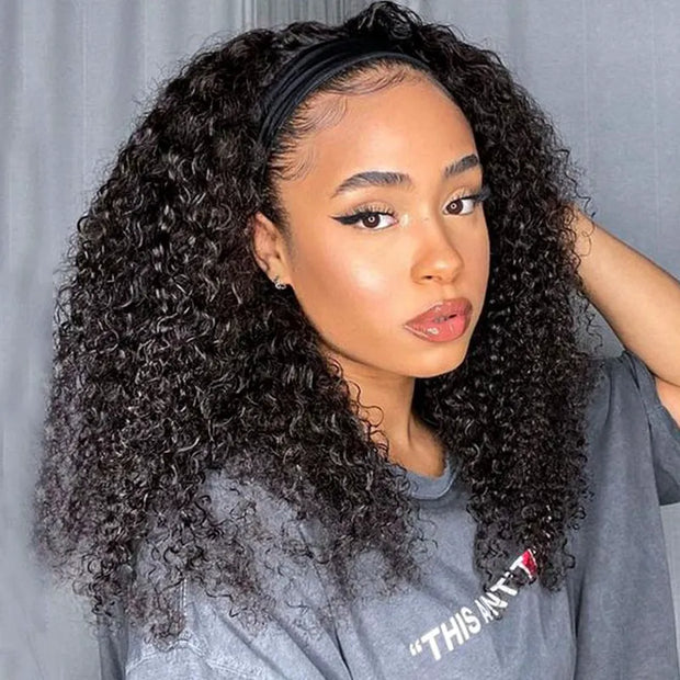 Flash Sale Ashimary Curly Virgin Hair Glueless Headband Wig Natural Color