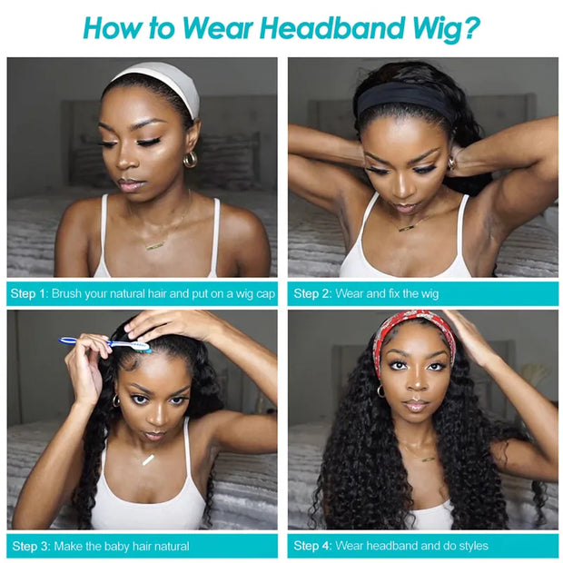 Flash Sale Ashimary Curly Virgin Hair Glueless Headband Wig Natural Color