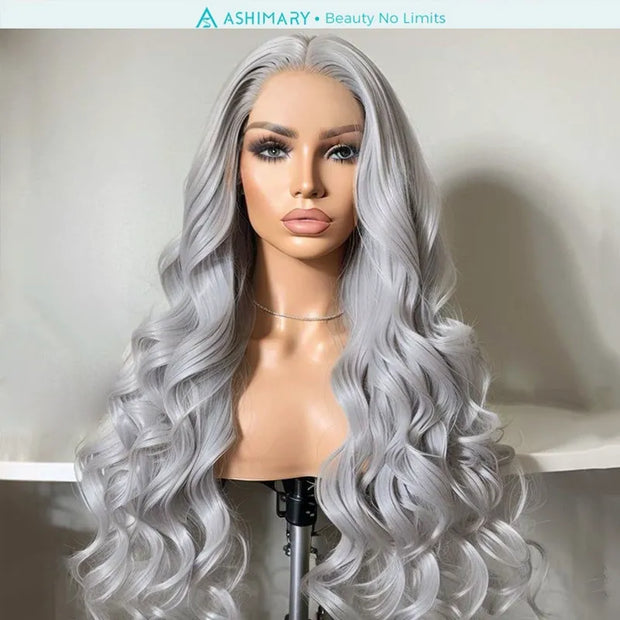 Ashimary HD transparent lace frontal wig for grey wig human hair colored wigs