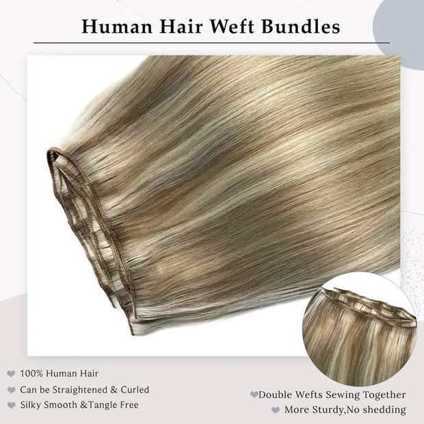 Straight Hair Bundles Customized Color Blonde Balayage on Brown Hair 3pcs/pack 10A Brazilian Human Hair