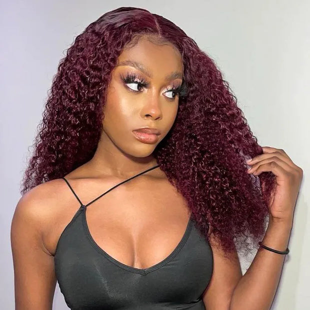Ashimary human hair burgundy deep wave bob wig for 1$ with kinky straight lace frontal wig 