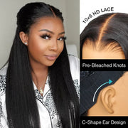 Kinky Straight 10x6 Parting Max Transparent Lace Wear and Go Bleached Knots Pre Cut Lace Wig Ashimary