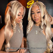 Layered Cut Salon Hairstyles Customized Blonde Balayage on Brown Hair Body Wave 13x4 Transparent Lace Front Curtain Bangs Wig 