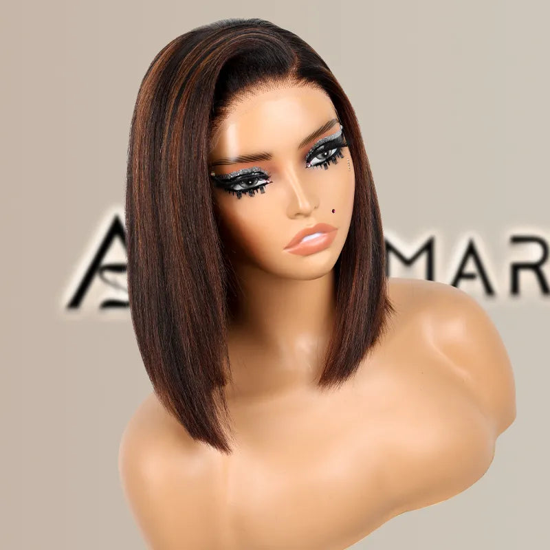 Highlight Yaki Straight Bob 13x4 Lace Frontal Pre Everthing  display picture 3