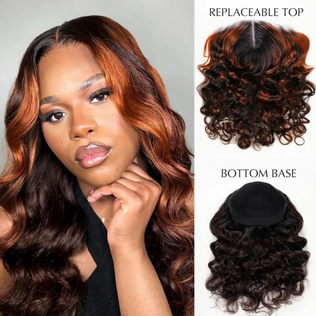 Ashimary PairUp Zippable Wig Body Wave Black Ombre Brown 