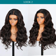 Ashimary PairUp Zippable Wig Body Wave Black Ombre Brown 