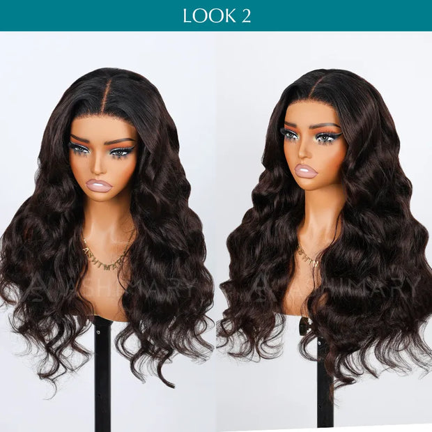 Ashimary PairUp Zippable Wig Body Wave Black Ombre Brown 