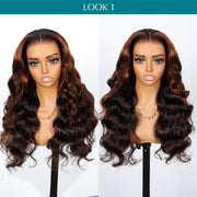 Ashimary PairUp Zippable Wig Body Wave Black Ombre Brown 
