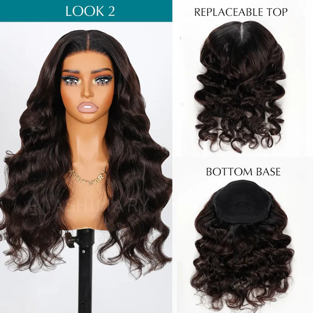 Ashimary PairUp Zippable Wig Body Wave Black Ombre Brown 