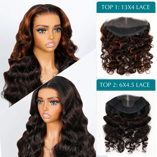 Ashimary PairUp Zippable Wig Body Wave Black Ombre Brown 
