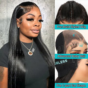 Pre-Braided Glueless Put On & Go 10x6 Parting Max Lace Frontal Wig Advance Baby Hair Pre-Everything Human Hair Braids Striahgt Hairstyle