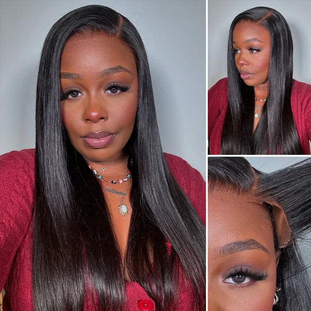 Flash Sale 24"=$99 Lace Front Glueless Wig Natural Black Human Hair Wigs