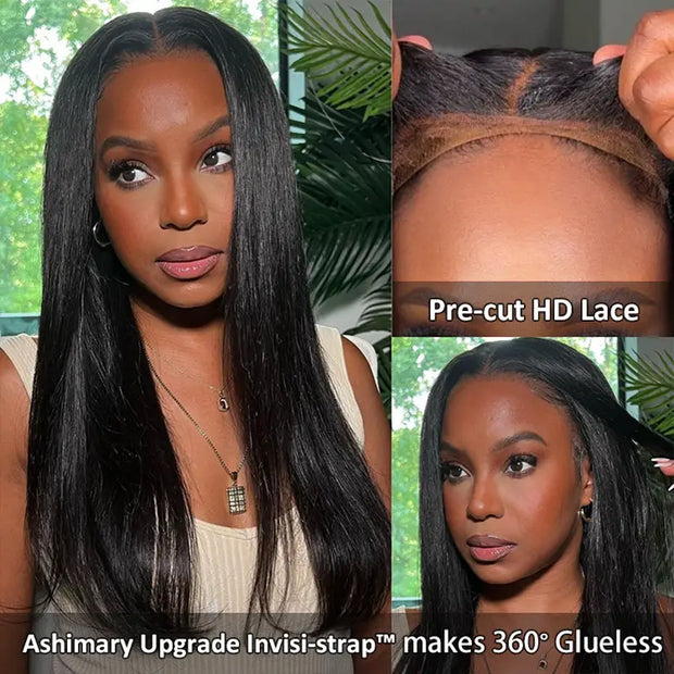 Silky Straight Invisi-Strap™ Snug Fit 360 Transparent Lace Frontal Bleached Knots Pre Cut Lace Wig