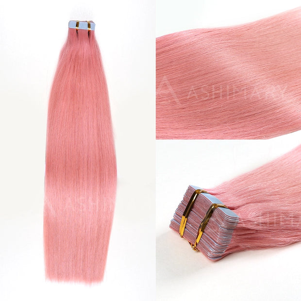 Peel & Tape Reusable Easy Tape In Hair Extensions Colored Human Hair 10Pcs/25g