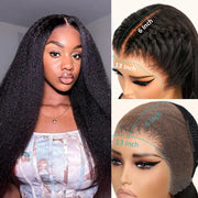 13x6 Full Transparent Lace Kinky Straight Wig Natural Black Color