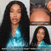TikTok Sale Invisi-Strap™ Optional 360 Water Wave Lace Frontal Wig 100% Human Hair Clean Hairline