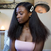 Ashimary 4C Edges Invisi-Strap Snug Fit 360 Transparent Lace Frontal Kinky Straight Wig with Curly Baby Hair All Around 360 degree Pre Bleached Knots