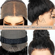 Ashimary 4C Edges Invisi-Strap Snug Fit 360 Transparent Lace Frontal Kinky Straight Wig with Curly Baby Hair All Around 360 degree Pre Bleached Knots